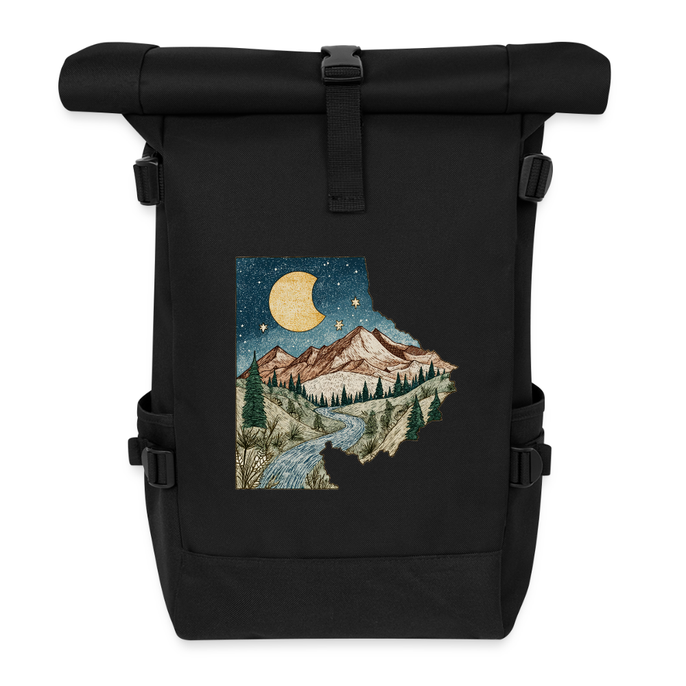 Nightfall Peaks – Vintage Mountain - Rolltop Rucksack von Artful Alchemist